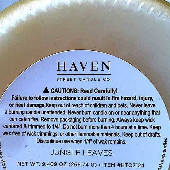HAVEN STREET CANDLE JUNGLE LEAVES TROPICAL RICHLY SCENTED WOOD WICK NEW 9.4 0Z - Picture 4 of 4